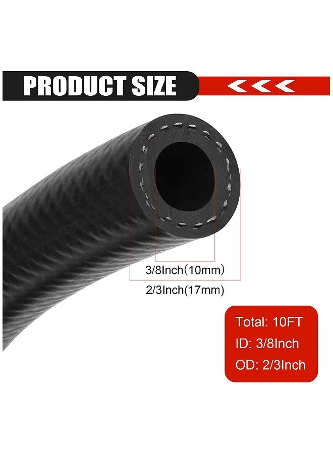 خرطوم وقود بقطر 3/8 بوصة طول 10 أقدام من نيون بروتين مطاطي مع قفل دفع ضغط عالي 300 PSI لأنظمة وقود السيارات والمحركات - Image 2
